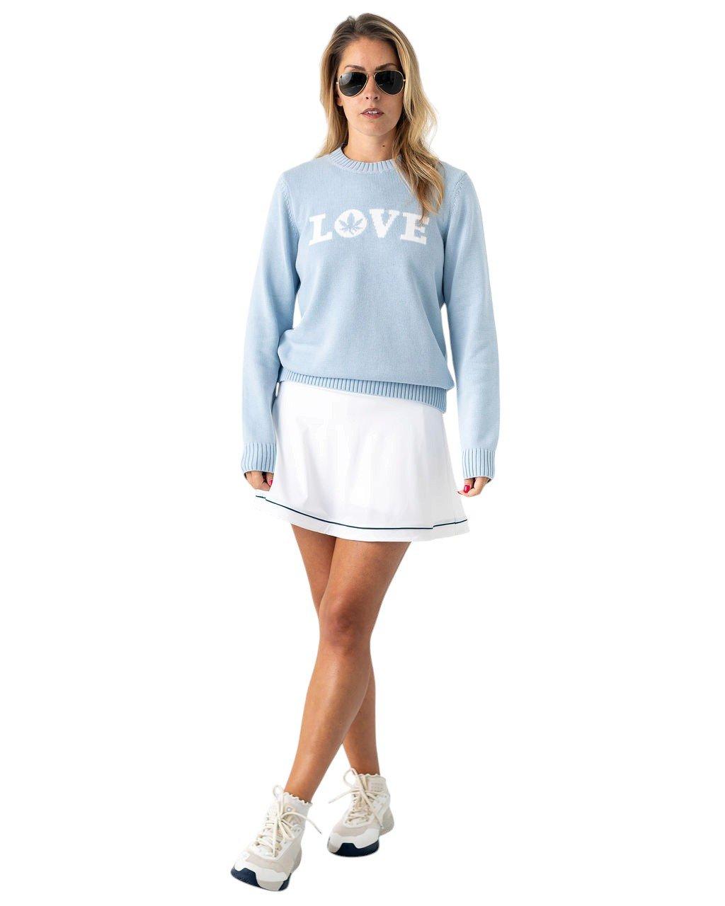 Boast Women's Intarsia "LOVE" Sweater - Lt Blue - LT BLUE